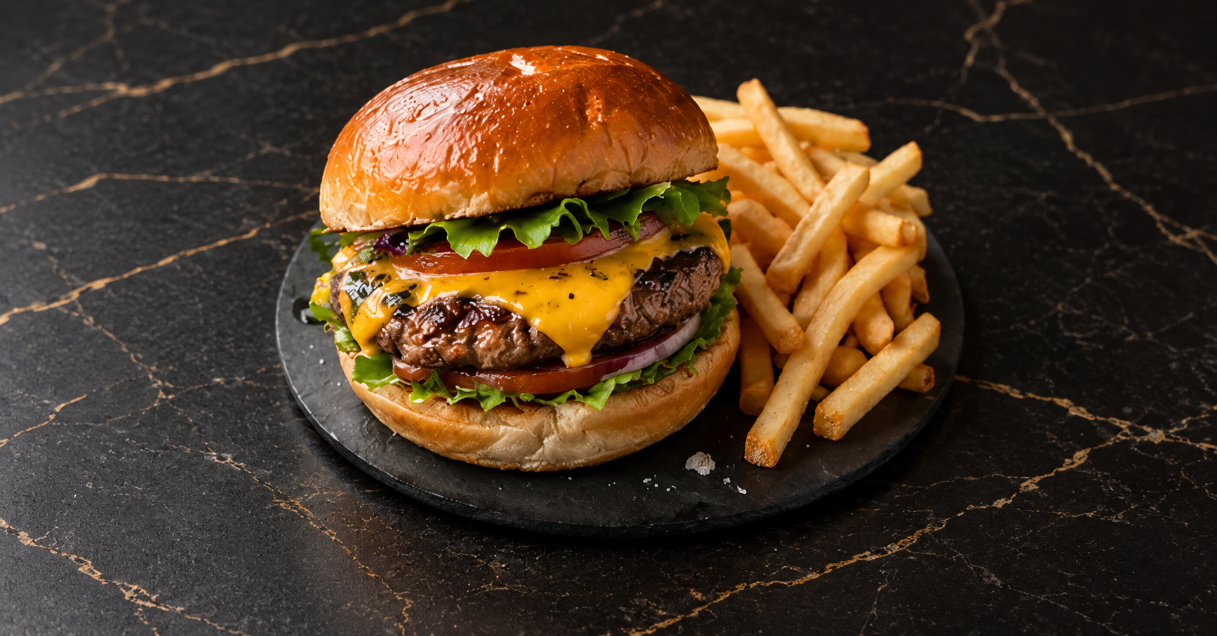 Burger classique au cheddar avec frites