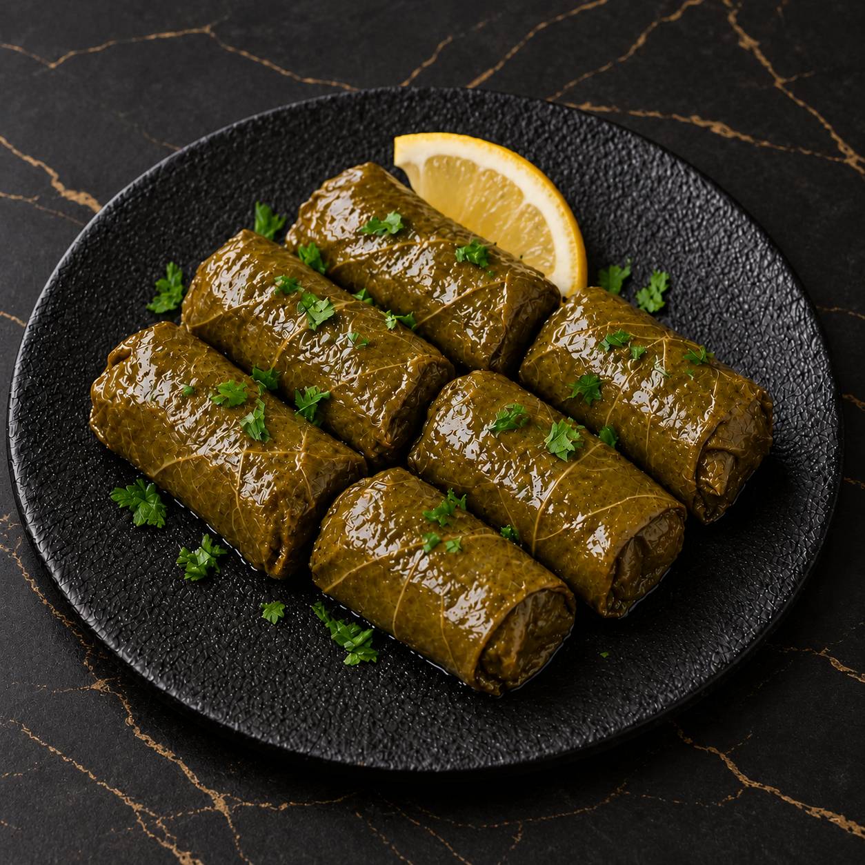 Six feuilles de vigne farcies